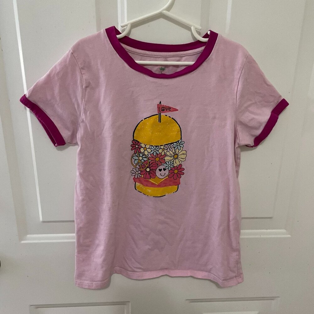 Dip - Pink Flower Burger Tee - Girls 12/14 MUST BE BUNDLED, MARKED DOWN